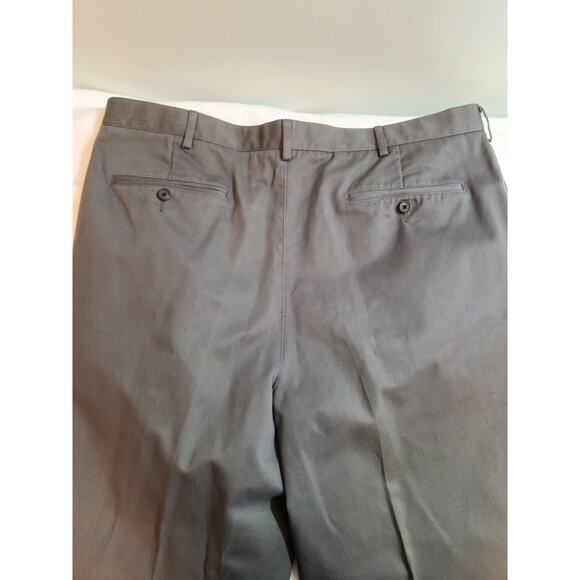 Lands End Pants Mens 42 X 28 Gray Pleated Chino Khaki - Picture 5 of 11